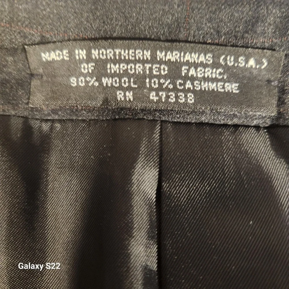 Albert Nipon Blazer Mens 46 Long Charcoal Wool Cashmere Double Breasted Made USA